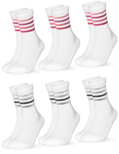 Women 80% Cotton Crew Socks Pack of 6 (Model: Steffi)