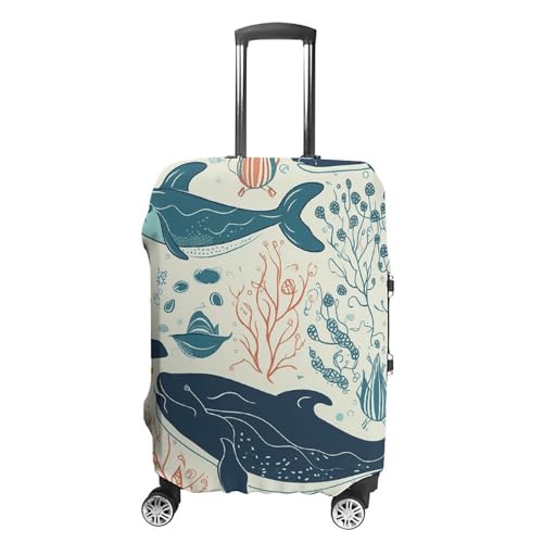 Underwater Whale Luggage Cover, Elastic Luggage Protector Fits 19-32in Suitcases, Washable & Anti-Scratch Suitcase Cover for Men Women S