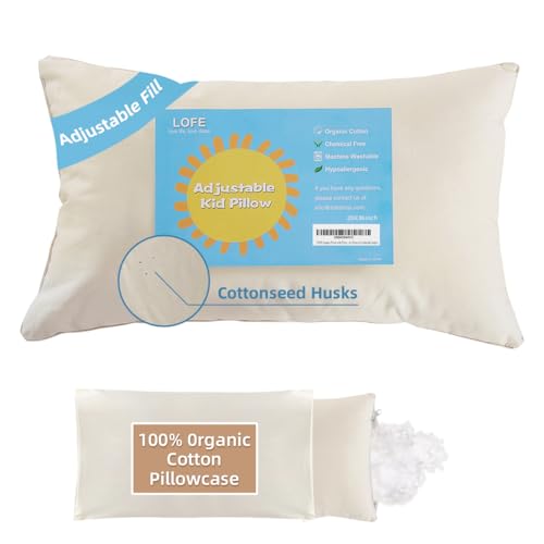 Image of LOFE Organic Pillow with Pillowcase - 20x36 King Size Pillow with 100% Organic Cotton Shell, Adjustable Loft Organic King Plilow, Machine Washable, Soft, Perfect for Adults&Couples