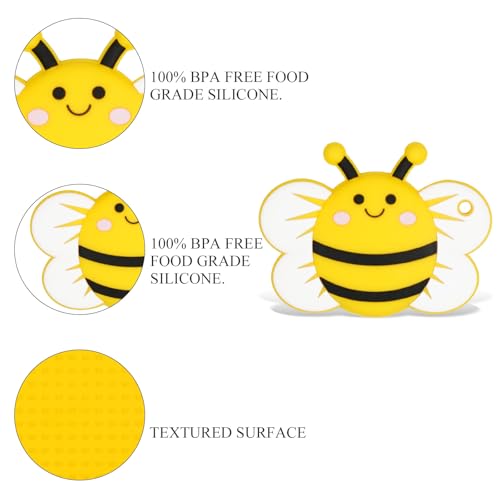 Image of Baby Yellow Bee Silicone Teether,Sensory Chew Toys