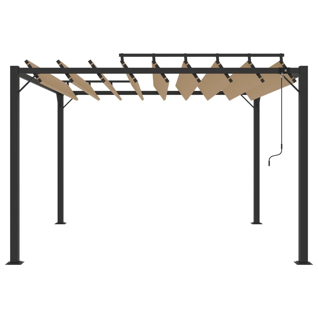 Pergola z dachem lamelowym, 3 x 3 m, kolor taupe i aluminium, pawilon ogrodowy, taras, regulowany, odporny na działanie wody, rama aluminiowa, wytrzymała, trwała, do użytku na zewnątrz
