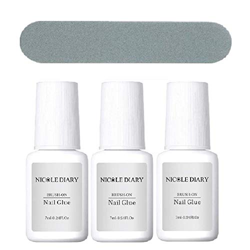 NICOLE DIARY 3 x 7 ml Pegamento adhesivo Adhesivo multifunción Súper fuerte Puntas de uñas falsas Pegamento Herramienta de pasta de diamantes de imitación Extra Fuerte para acrílicos Gemas