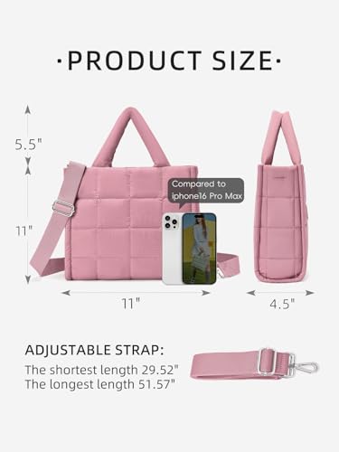 Image of WESTBRONCO Puffer Crossbody Bags for Women Quilted Tote Bag Puffy Weekender Overnight Bag Nylon Shoulder Handbag