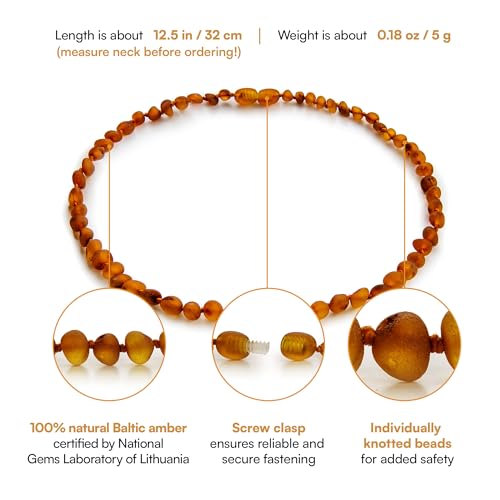 Baltic Amber Necklace (Authentic, Certified) - 12.5 inches - Unisex Jewelry - Polished or Raw/Unpolished Real Amber Beads - Proud to Deliver Genuine Baltic Sea Wonder2