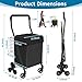 Kiffler Grocery Shopping Cart with Waterproof Liner Stair Climber Utility Cart Easily Collapsible Cart with Tri-Wheels, Extended Foam Cover, Trolley for Stair, Laundry, Travel (Black-)