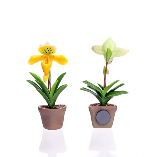 Orquídea Miniatura en Maceta Cerámica con Imanes Fuertes miniatura 3