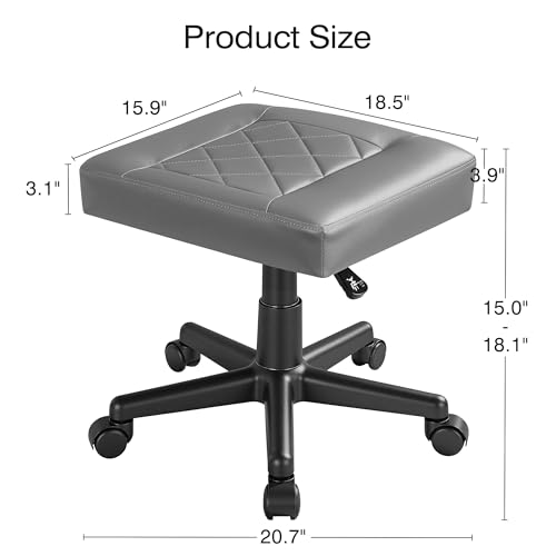 Image of VECELO Under Desk Footrest, PU Ergonomic Foot Rest with Wheels, Comfort Padding, Height Adjustable for Relieving Leg Pain, Stiffness, and etc, Gray