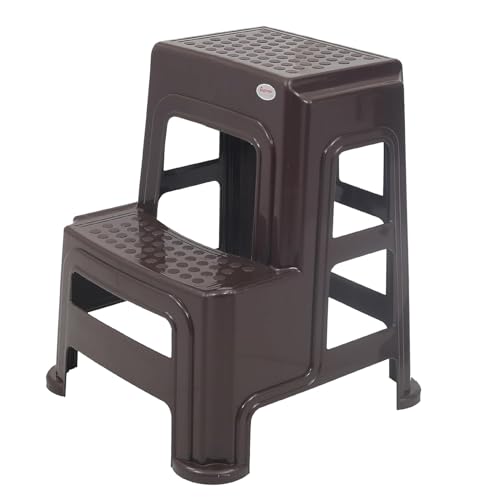 Image of Supreme 2-Step HeavyDuty Multi-Purpose Plastic Stool for Kitchen, Home and Office Use (Color-Wenge, Pack of 1)
