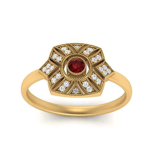 Anillo antiguo de oro de 18k con piedra preciosa personalizable para boda eterna 3