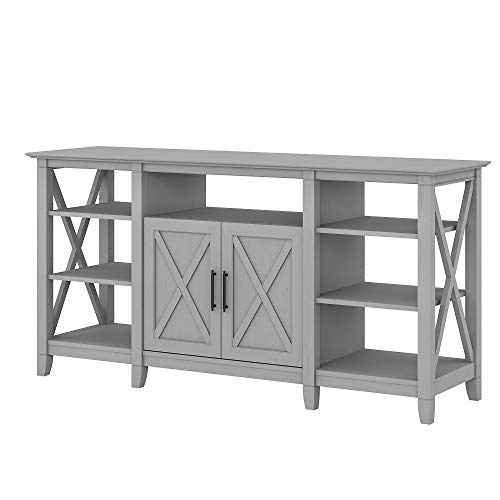 Bush Furniture Key West Tall TV Stand for 65 Inch TV in Cape Cod Gray, Farmhouse Entertainment Center with Storage
