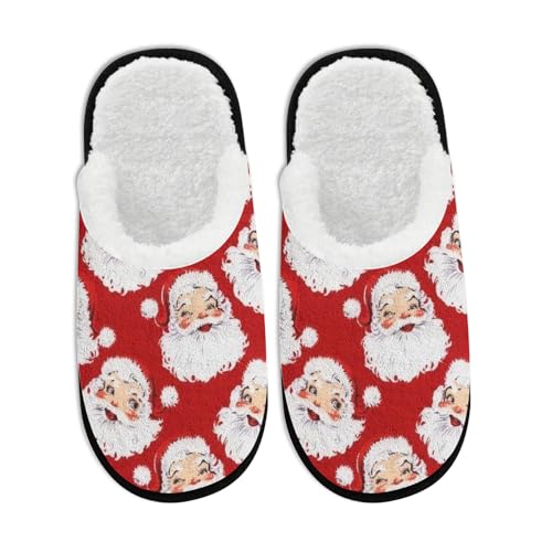Christmas Slippers for Women Men Buffalo Plaid Funny Reindeer Santa Snowman Xmas Tree Snowflake Fuzzy Slipper Winter Slip on Cozy Memory Foam House Shoes Holiday Party Gifts