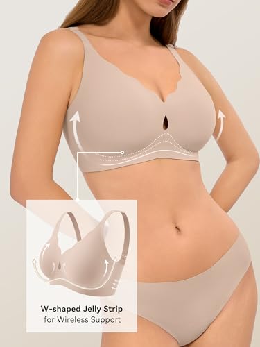 Image of LUCKMEEY Bras for Women No Underwire Wave Push Up Wireless Bra Seamless Bras Full Coverage Bralettes Lift Everyday Bras