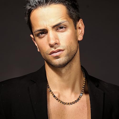 GAVU 8mm Semi-Precious Gemstone Beaded Necklace for Men, Healing Crystal Necklaces for Men3