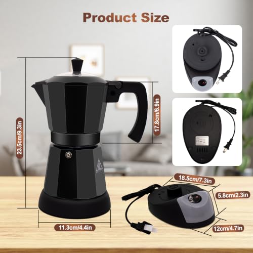 Image of Moka Pot Aluminum Electric Coffee Maker 6 Cup 300Ml Espresso Maker With Removable Base Ideal For Domestic Coffee Makers Mochapot Italian And Cuban Coffee Maker Espresso Coffee Maker Coffe