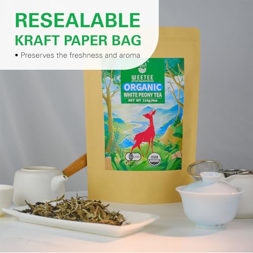 Wt Weetee Organic White Peony Tea, Usda Organic Bai Mu Dan Loose Leaf 4Oz/114G thumb #6