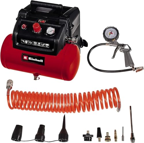 Einhell Kompressor TC-AC 190/6/8 OF Set (1200 W., max. 8 bar, 6 l-Tank, 190 l/min Ansaugleistung,...