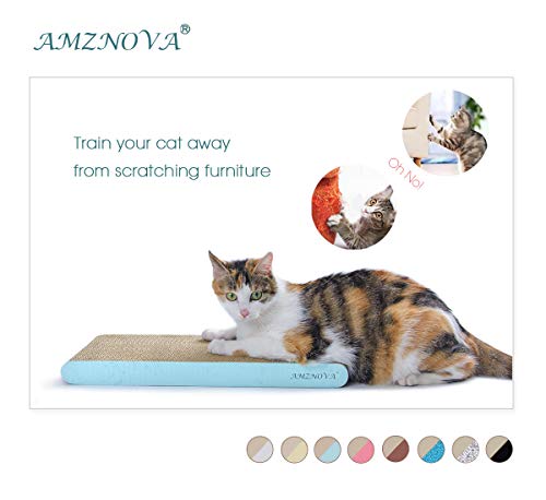 Image of AMZNOVA Cat Scratcher, Durable & Recyclable Cardboard, Colors Series, Narrow, Baby Blue