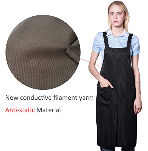 Black Hair Stylist Apron with Pockets, Professional Salon Hairdresser Barber Pet Groomers Smock Vest with Belt