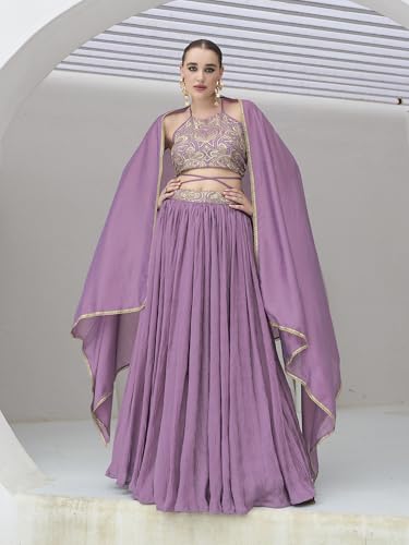 Image of PURVAJA Women's Silk Semi-Stitched Lehenga choli