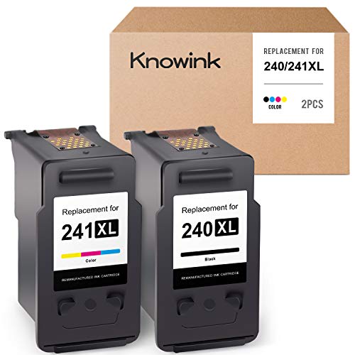 Knowink Remanufactured Ink Cartridge Replacement for Canon 240XL 241XL PG-240 XL CL-241 XL for Canon Pixma TS5120 MG3620 MG3520 MG2120 MX452 MX472 MX512 MX532 (1 Black, 1 Tri-Color, 2-Pack)
