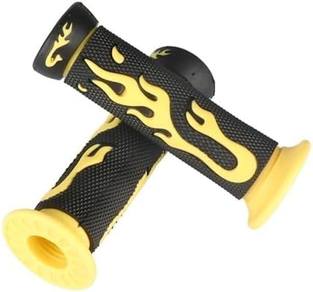 Motorcycle Grip 22mm 7/8 Inch Flame Handlebar Universal Handle Anti-Slip Grip Accessories Fit For CRF YZF KXF SXF SSR SDG(Yellow)