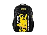 CYPBRANDS-Pokémon-Mochila escolar, Mochila, Adaptable a carro, Material escolar, Backpack, Pikachu, Color Negro, Producto Oficial