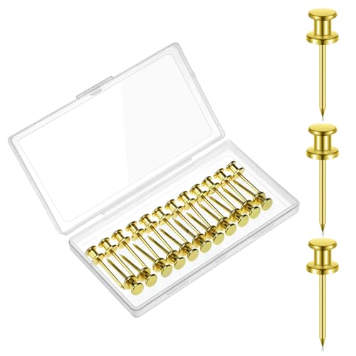 Image of Watersay 50 Pcs Double Headed Picture Hanging Nails Long Push Pins for Wall Thumb Tacks Wall Hooks Decorative Picture Hanging Nails for Home Office Photo(Gold,Gongzi)