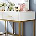 Tribesigns Vanity Table with Lighted Mirror, Makeup Vanity Dressing Table with 9 Lights and 2 Drawers for Women, Dresser Desk Vanity Set for Bedroom, Gold (White)