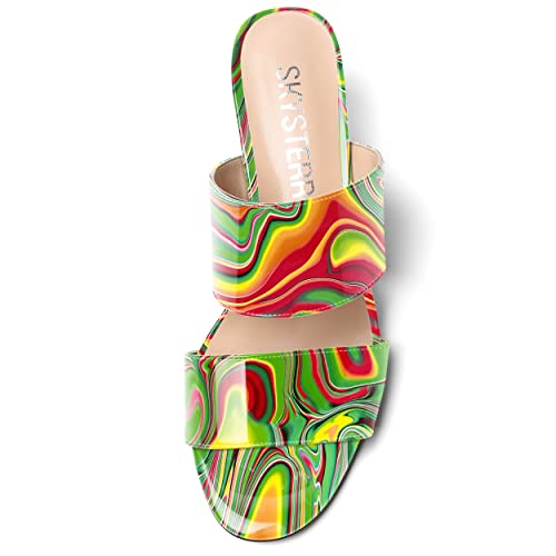 SKYSTERRY Women's Slip On Casual Patent Home Round Toe Open Toe Spool Low Heel Pumps Shoes 2 Inch3