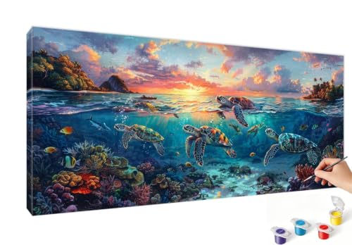 Pintar por numeros adultos mar cuadros para pintar manualidades decoracion pared 90x180