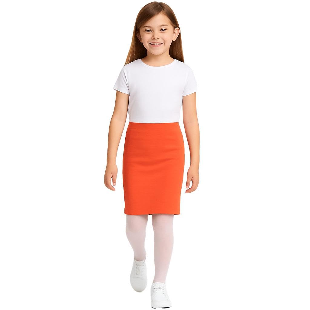 A2z 4 Kids Girls Neon Orange Plain Pencil Plain Pencil Skirt Trendy Soft Feel Comfortable Summer Fashion - Skirt 13