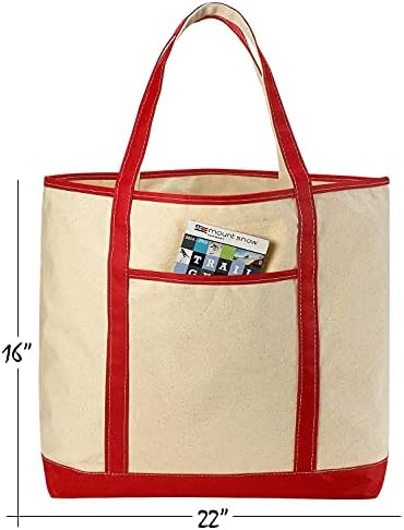 Handy Laundry Extra Large Canvas Tote Bag for Women – 22 Inch Heavy Duty Beach Bag with Shoulder Straps, Zippered Pocket, Front Pocket, Reusable Cotton Shopping Tote for Beach, Travel, Pool, Groceries image 5