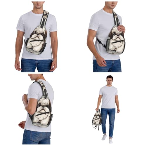Bolso shih tzu cruzado para hombro unisex miniatura 7