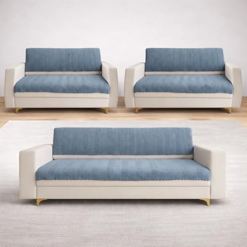 Image of Homerz Premium Velvet Sofa Cover Panel | Soft & Velvety Fabric | Rich Vibrant Colours | Sofa Protector for Living Room (Grey, 7 (3+2=2) Seater, Seat Cover with Backrest)