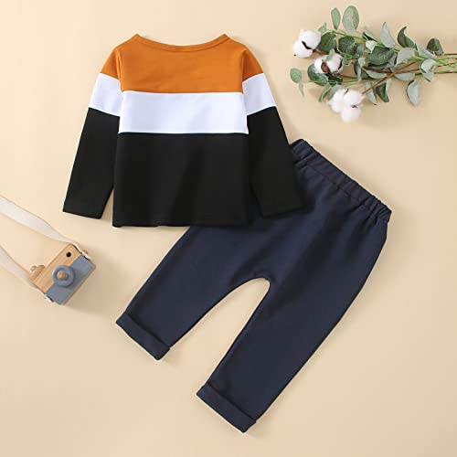 Crianças Criança Criança Bebê Meninos Meninas Patchwork Manga Longa Tops Algodão Calças Sólidas Calç