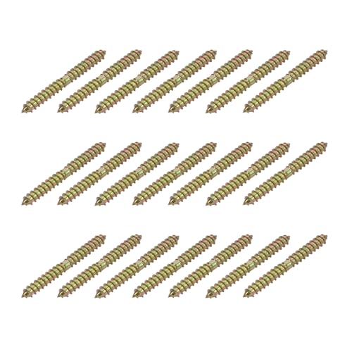 NOLITOY 40 piezas Tornillos Espiga de Doble Rosca Acero Carbono Galvanizado Autorroscantes para Muebles y Carpintería Conexión Segura y Duradera