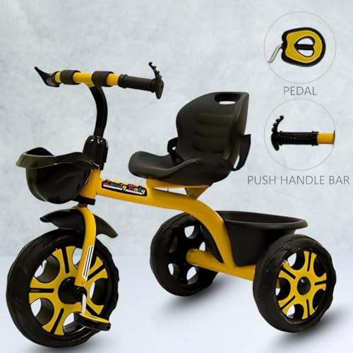 Image of Maanit Kids Tricycle with Rear & Front Basket | Comfortable Cushioned Seat with Safety Belt | Baby Trike for Boys & Girls Ages 2 to 4 Years | Sturdy & Safe Tricycle