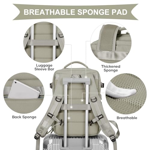 Image of coowoz Travel Laptop Backpack For Women Men Airline Approved,Carry On Backpack,Large Hiking Backpack Waterproof Outdoor Sports Rucksack Casual Daypack Fit 15.6 Inch College Backpack (Brown)