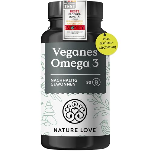 NATURE LOVE® Omega 3 vegan - hochdosiert mit 1.444 mg Algenöl pro...