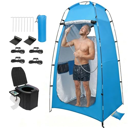 82.7-Inch Tall Shower Tent and Camping Toilet Kit,Easy-Setup...
