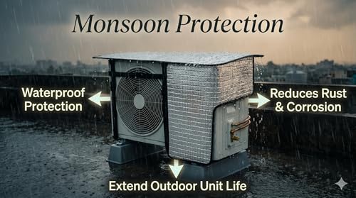 Image of AC Outdoor Unit Protector Cover | HEAVY DUTY | Waterproof Heat Insulated & Sun Protection | AC Outdoor Unit Cover | Air Conditioner Outer Compressor Shade for Split 1.5 & 2 Ton (Full Size)