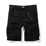 OCHENTA Men's Cotton Cargo Shorts with 6 Pockets Casual Army Military Work Outdoor Wear Black 38