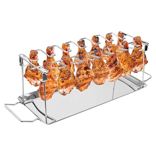 Generisch Pollo tambor parrilla rack – Bastidor para patas de pollo para barbacoa, acero inoxidable, herramientas plegables no adhesivas, resistentes a altas temperaturas y duraderas al aire libre