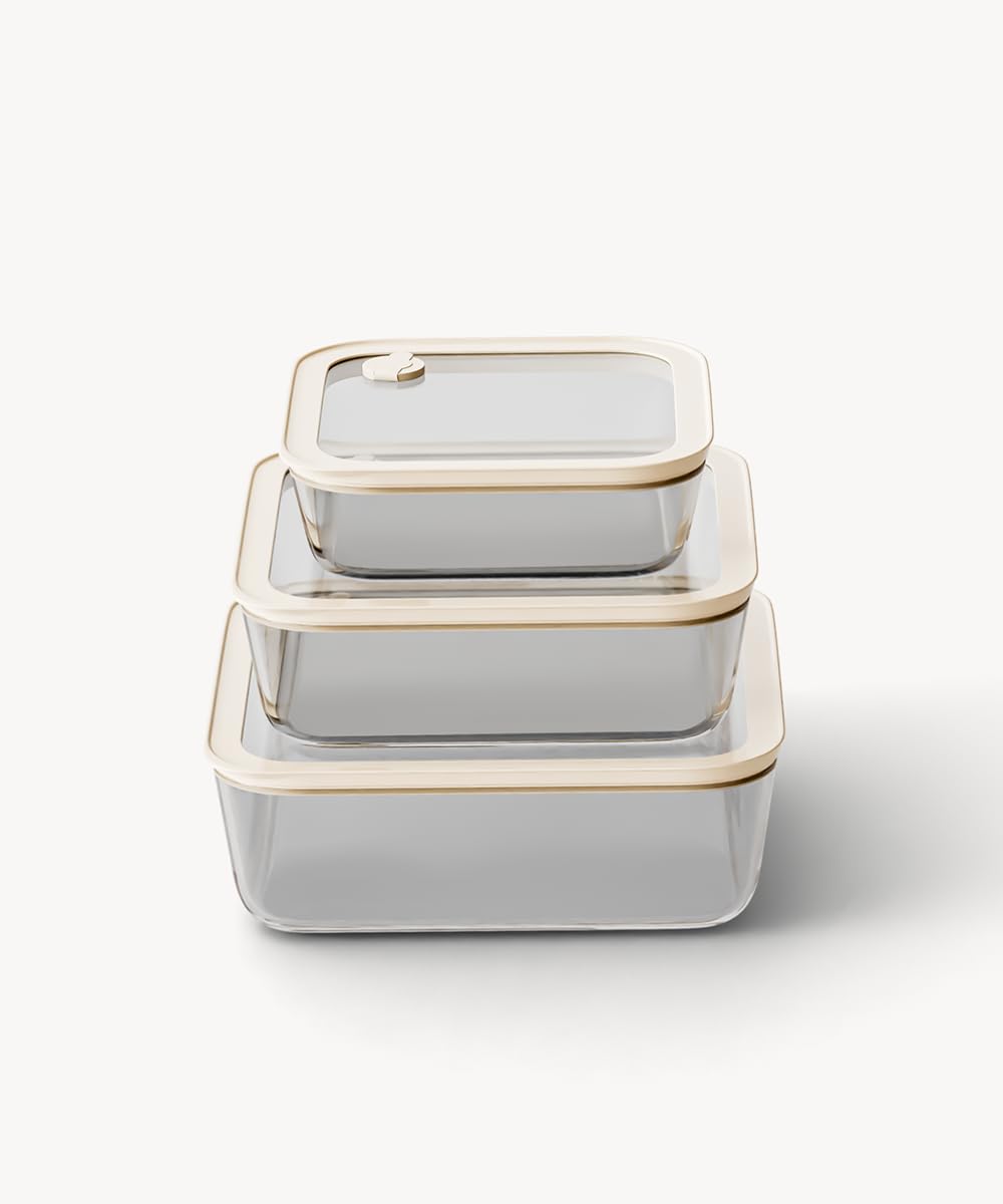 Zoha Frischhaltedosen Glas Set 3-teilig – Vorratsdosen Glas mit Deckel BPA-frei – luftdichtes Frischhaltedosen Set – mikrowellengeeignet & ofenfest – Glasbehälter für Meal Prep & Aufbewahrung