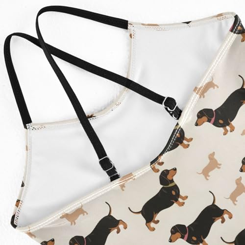 senya Girls Swimsuits One-Piece Swimwear Tie Bathing Suit Beach Summer Round Neck 5-6T Dachshund Pattern4