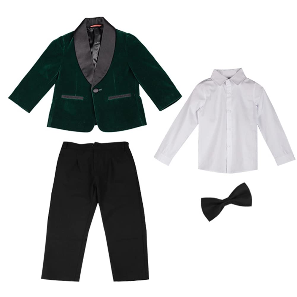 Traje para Niño,Ropa Bautizo Bebe Niño,4 Piezas Niños Conjunto de Traje de Boda Ceremonia Traje Formal con Blazer,Pantalones,Camisa y Pajarita,Ropa de Ninos Conjunto de Traje de Caballero