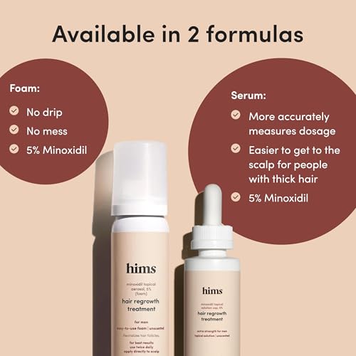 Image of hims Hair Regrowth Treatment - Topical Minoxidil 5% Solution for Men - Extra Strength - Supports Thicker, Fuller Hair - Non-Greasy - Unscented, 2 Pack