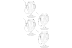 GANAZONO Cocktail Glasses Wine Glasses Straw 4Pcs 300ML Transparent Vampire Wine Cup with Built-in