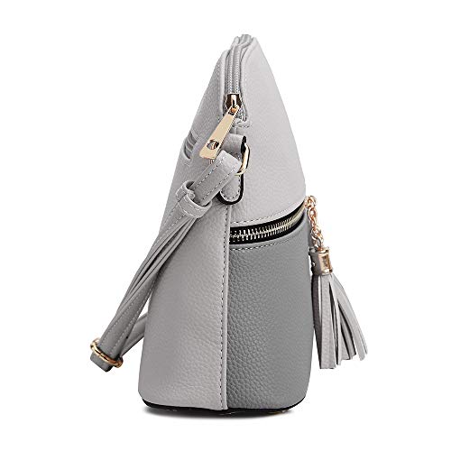 Image of SG SUGU Lunar Lightweight Medium Dome Crossbody Bag Shoulder Bag with Tassel | Zipper Pocket | Adjustable Strap