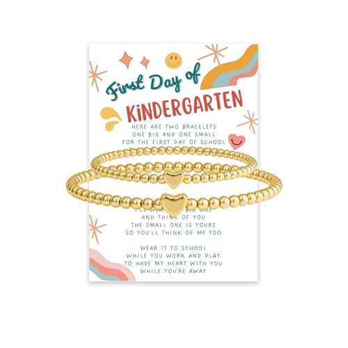 Back to School Bracelet, Matching Heart Bracelets First Day of School Gifts for Mommy and Me